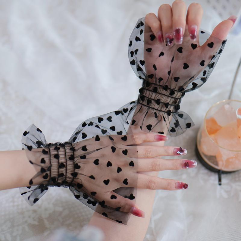 Elegant Detachable Mesh Wrist Cuffs Bracelets Decorative Elastic False Flared Sleeves Sweet Hand Accessories