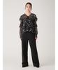 Lily Brown Starry Sky Embroidered Frill Blouse LWFT245101 Black Women's