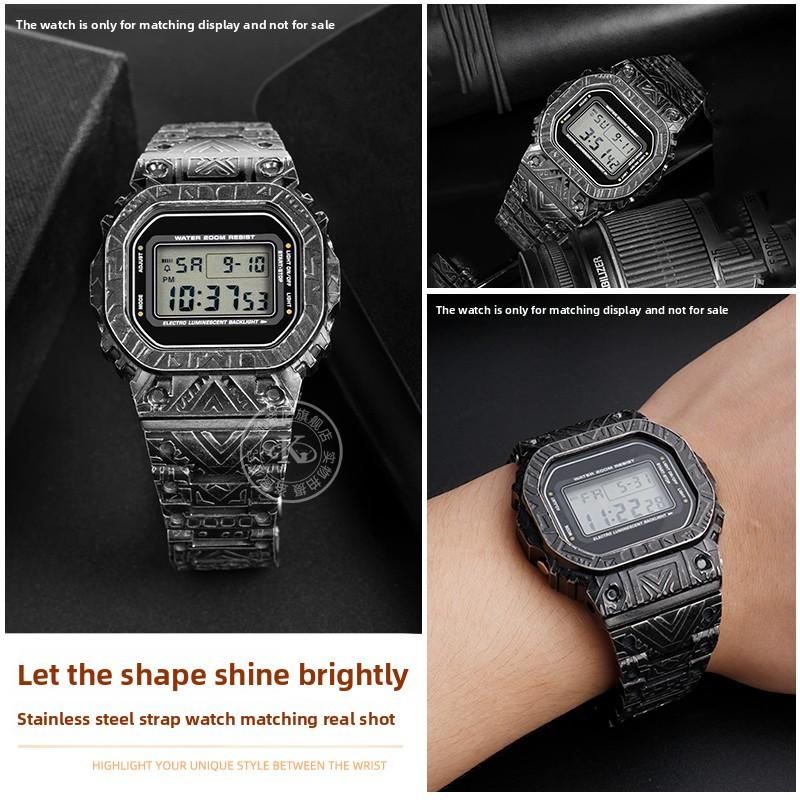 DW5600 Mod Kit Modified Retro pattern Stainless Steel Watch case strap For Casio G-SHOCK DW-5600 GW-5600 Watch Indian style Men