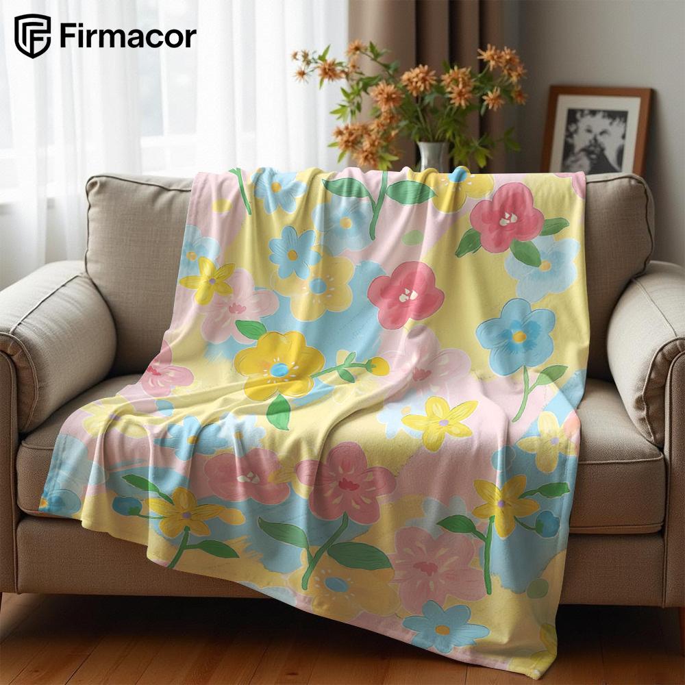 Pastel Floral Lightweight Microfiber Soft Christmas Fleece Blanket Warm Cozy Throw for Bed Sofa Office Travel All Season