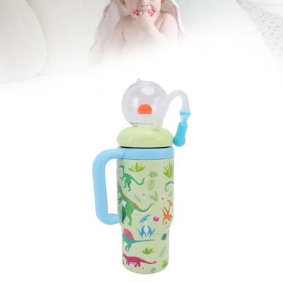 710ml Stainless Steel Whale Fountain Cup with Handle Kids Sippy Cup   Water Bottle with Lid and Straw
