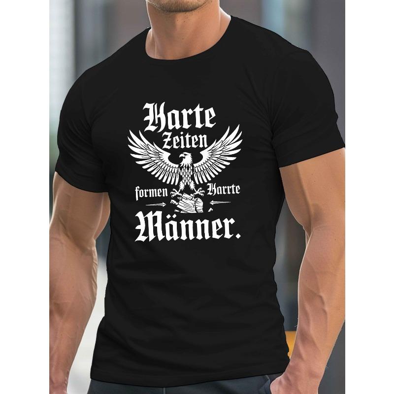 European sizes Men s  Hard Times Make Tough Men  Graphic T-Shirt - Lightweight Summer Crew Neck Tee with Eagle & Crossed Arrows Design S чёрный