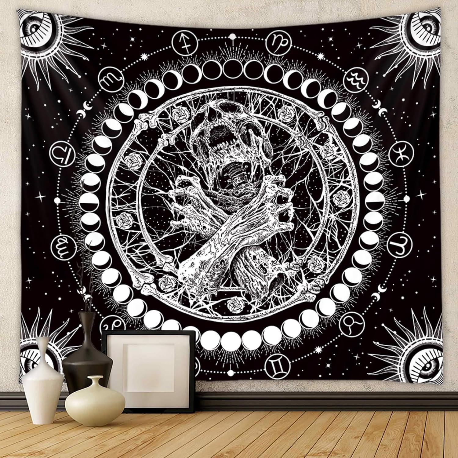 Tapzen Gothic Moon Phase Tarot Tapestry 75x100
