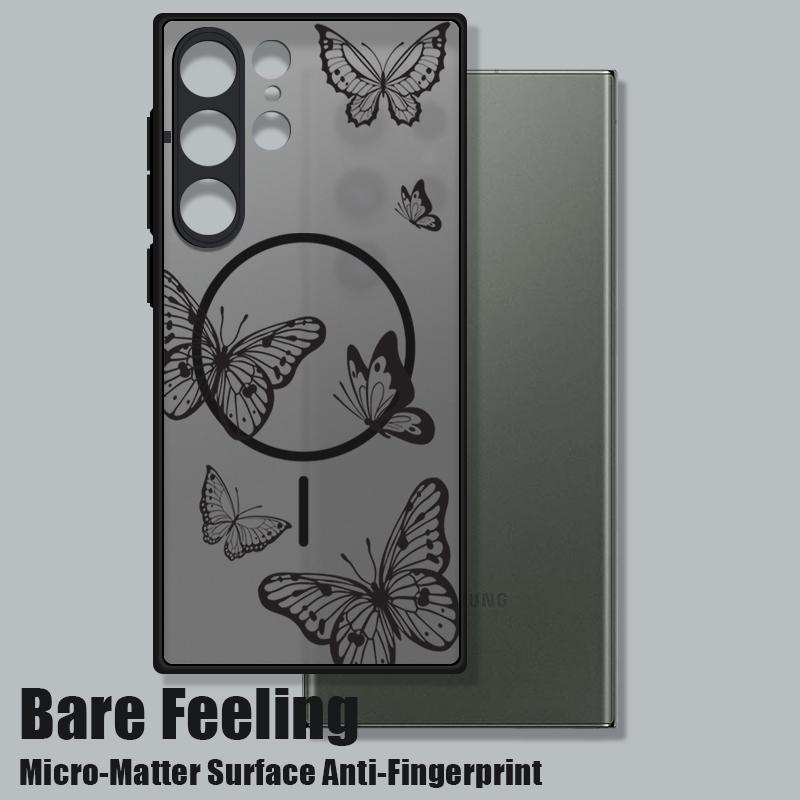 Magnetic Matte Case For Samsung Galaxy S26 S25 S24 Ultra S23 S24 S25 FE S22 Plus For Magsafe Hollow Out Butterfly Phone Cover