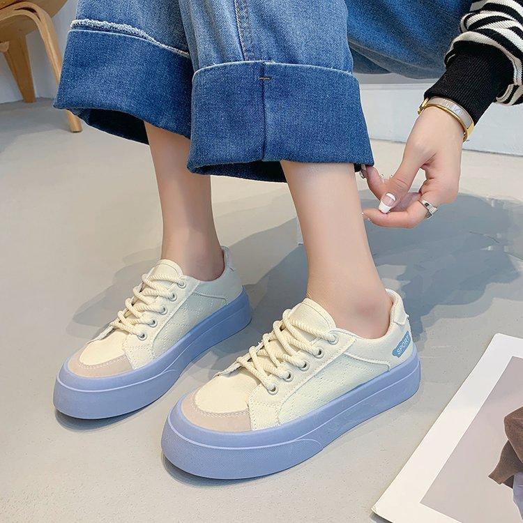 

Foreign trade candy color white shoes women s 2025 spring new niche design canvas shoes Korean version of casual student shoes 35 небесно-голубой