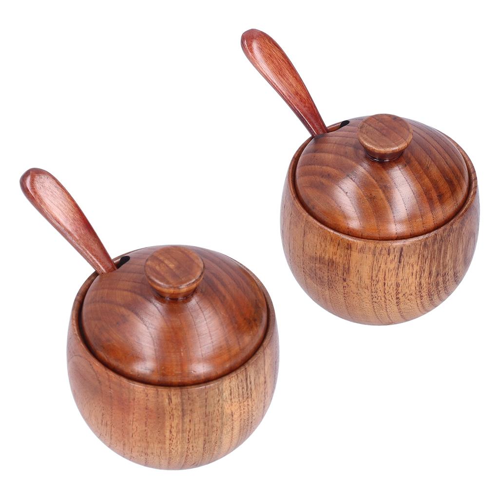 Seasoning Pot Wooden Salt Nontoxic Odorless Salt Container Spice Jar with Lid Kitchen Tool