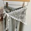 Y2K Triangle Apron Embroidery Outwear Mini Skirt Fashion Waist Scarf  Streetwear