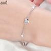 EFFIE QUEEN 925 Silver 14k Gold Heart Chain Zirconia Bracelet Hand Chain Romantic Jewelry for Women, Lady and Couples Gift SB02