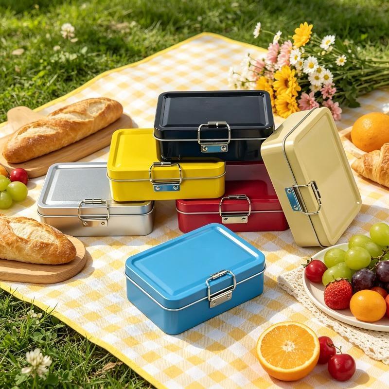 Flip Cover Buckle Metal Tin Box Solid Color Sealed Dustproof Storage Container for Small Fishing Accessories Craft DIY Materials