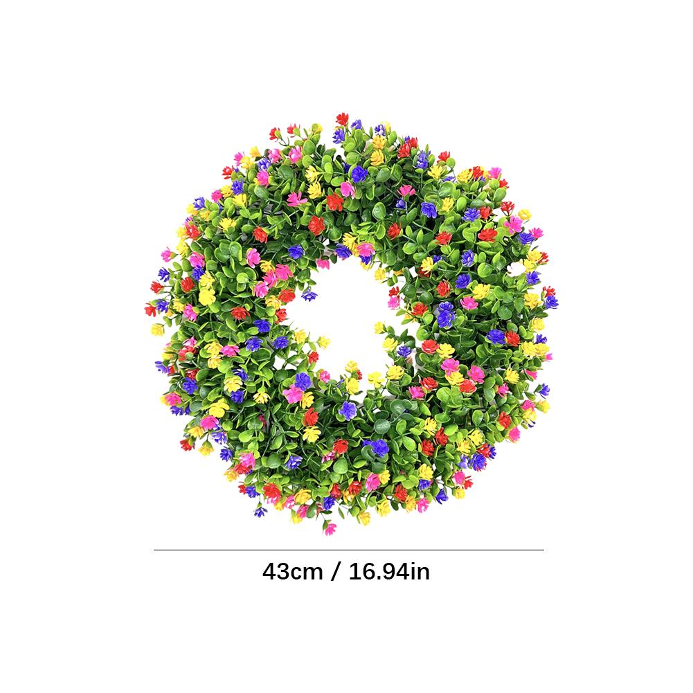 43CM Spring Wreath Artificial Eucalyptus Flower Garland Door Wall Hanging Home Decor Festival Holiday Wedding Party Decoration