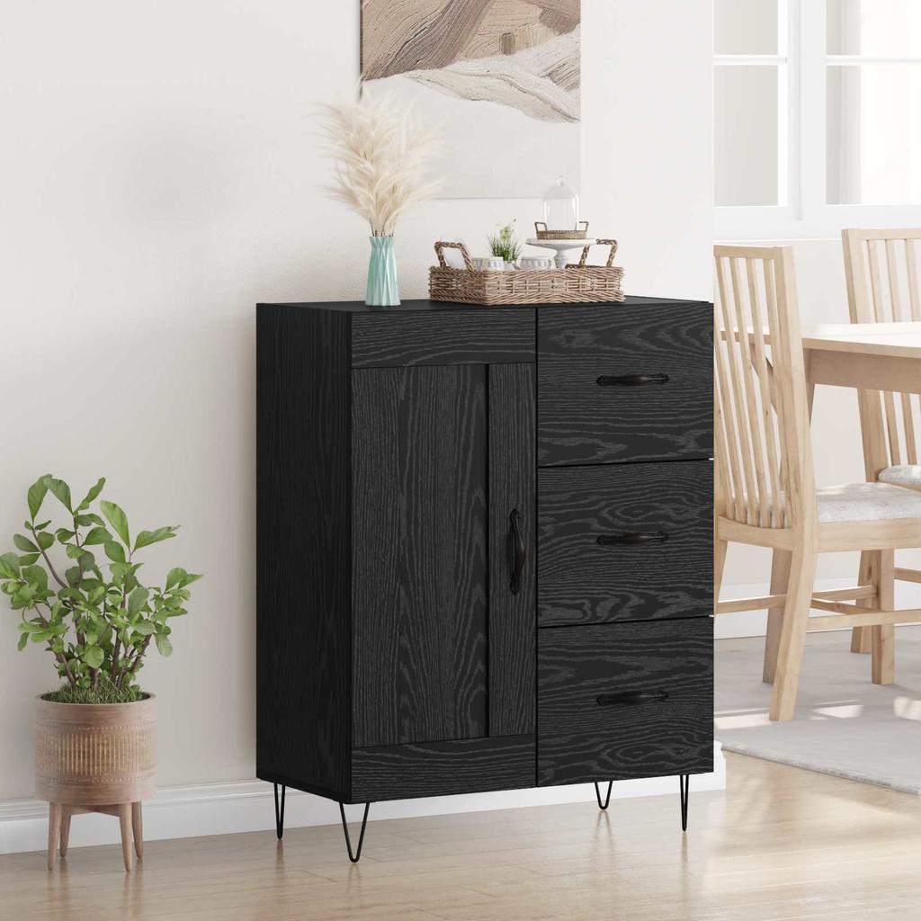 Sideboard Black Oak 69.5 X 34 X 90 Cm Particleboard