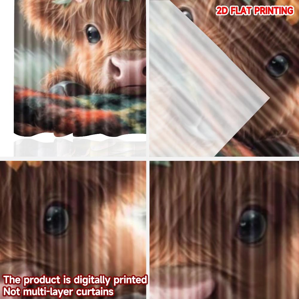 Flower Crown Cow Curtains Digital Printing Cute Blushing Pink Yellow Floral Wreath Kids Room Nursery Decor Curtain Set Of 2 Made Polyester Washable