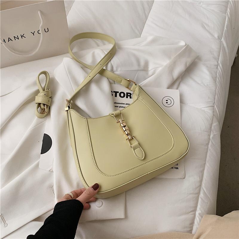 2025 New Fashion Crossbody Niche Simple Texture Portable Baguette Bag Underarm Women's Bag Lock