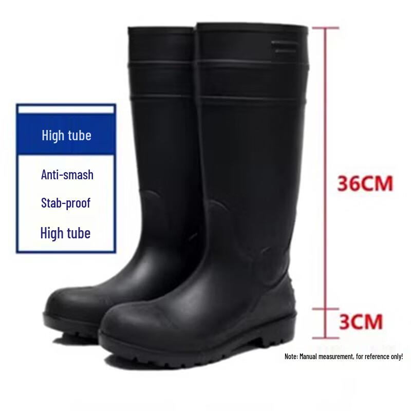 HUAJI Steel Toe Puncture-Resistant High-Top Rain Boots