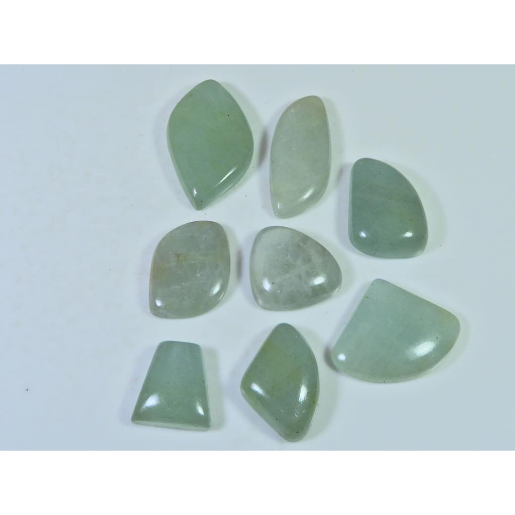 191Cts. Natural Aquamarine Fancy Cabochon Loose Gemstone 08Pcs Lot 16-35 MM C-1489