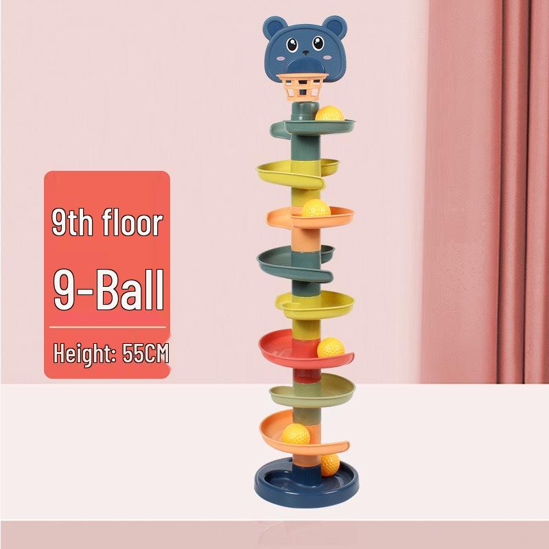Children's Cartoon Basketball Stacking Toy: Rotating Fun Slide for Parent-Child Interaction