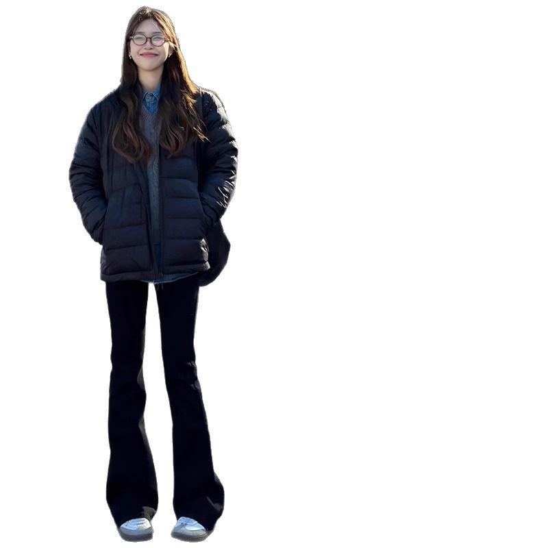 Korean Style High Waist Black Flare Pants for Women - Slimming Wide Leg Suit Pants for Spring and Autumn (Petite 145)