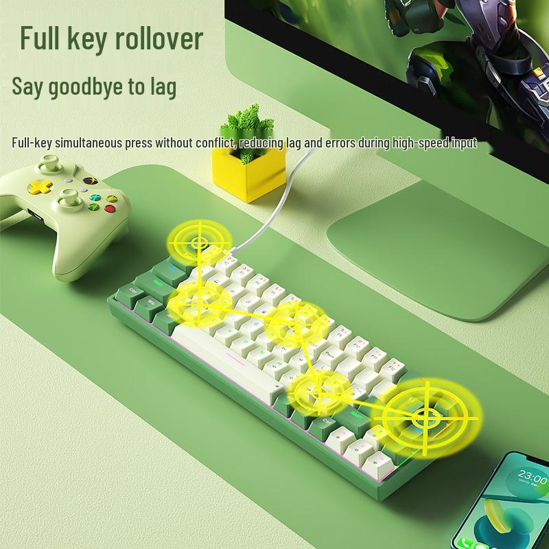 BOW Hot-Swappable Wired Mechanical Gaming Keyboard - Red/Brown Switch, 68-Key Compact Design