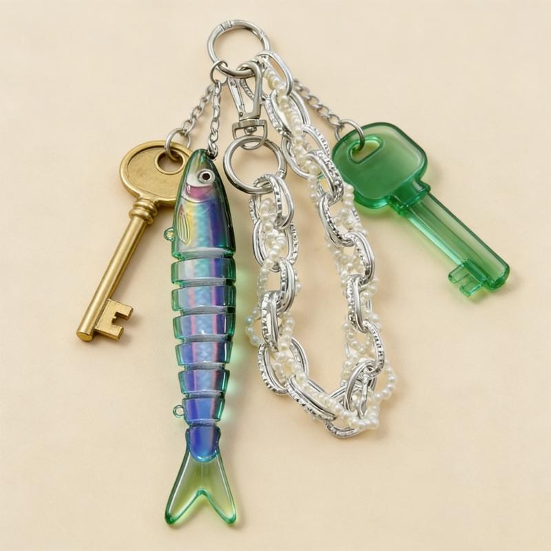 Versatile Fishing Culture Charm Keychain with Lifelike Bionic Fish Design Keyrings Pendant for Practical Decors Use