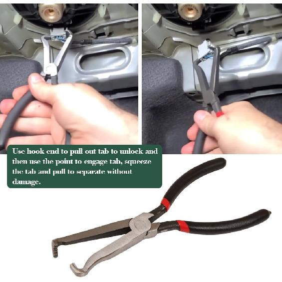 Electrical Disconnect Pliers, Spark Plug Disassembly Pliers for Remove Locking Push Tab Style Electrical Connectors Air Flow Sensors Fuel Injectors