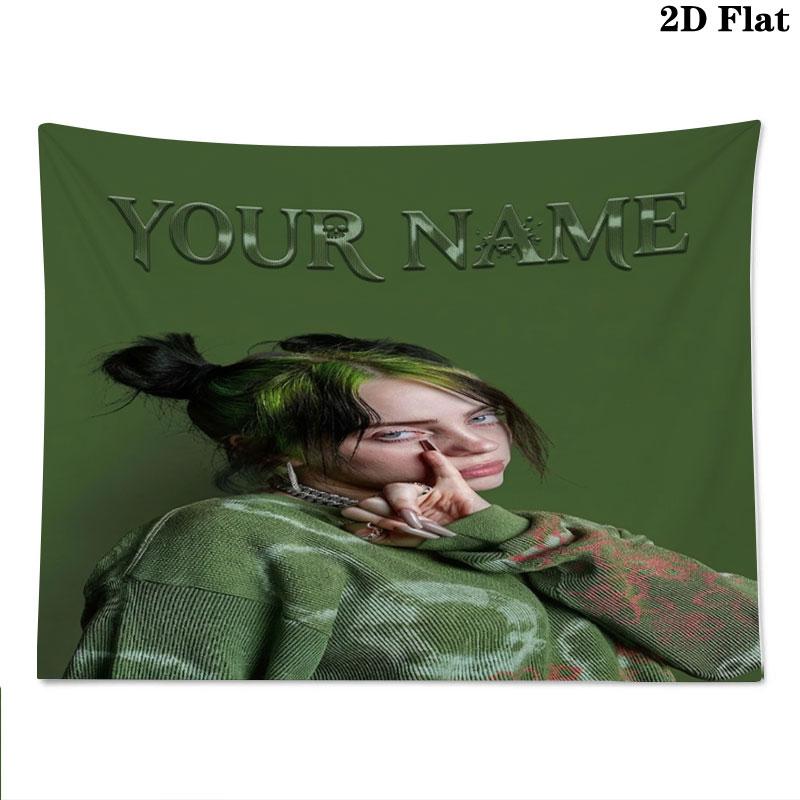 Arazzo da Parete con Nome Personalizzato Billie Eilish Appeso Estetico alla Parete Coperta in Tessuto Stampato Arazzi Decorativi per Camera da Letto Soggiorno Decorazioni per la Casa