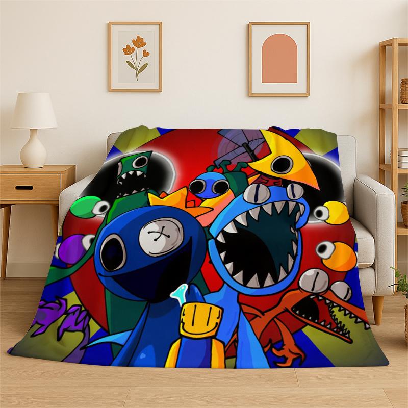 Game R-Rainbow Friends Cartoon Flannel Blanket Soft Warm Throw Blanket for Bedroom Living Room Bed Travel Camping Picnic Kid