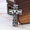 Cool Stainless Steel Irish Celtic Trinity Knot Claddagh Cross Pendant Necklace