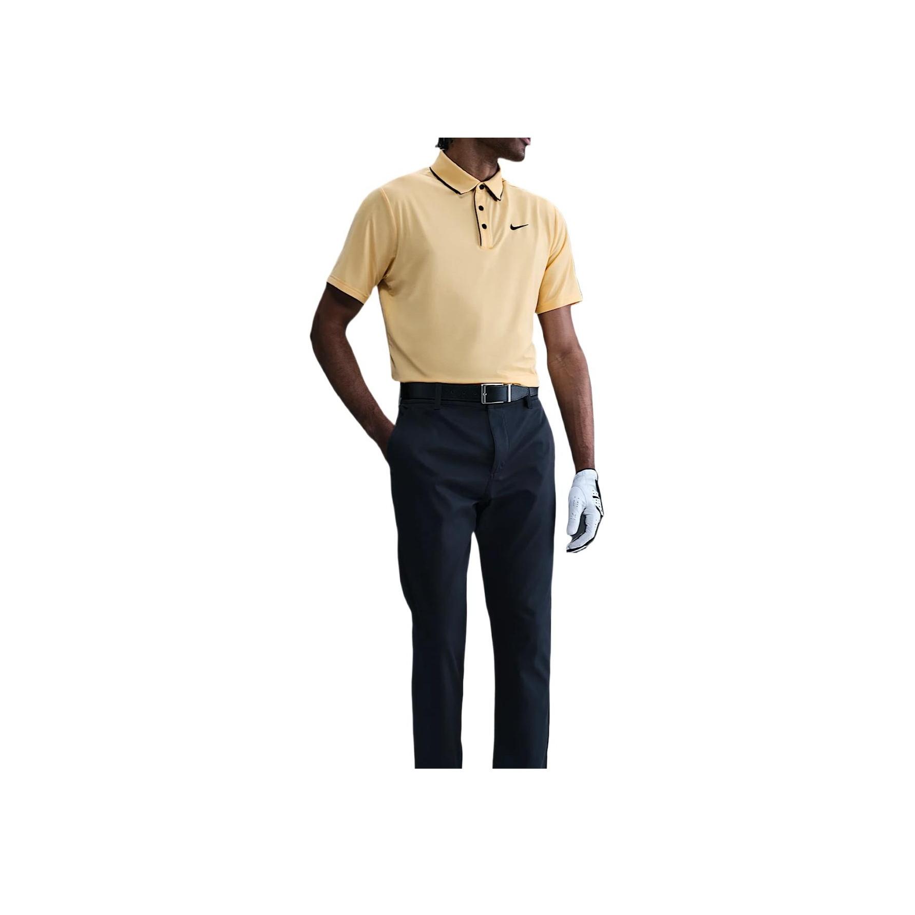 

Nike Dri-Fit Swoosh SS25 Серия Tour Удобная Повседневная Универсальная Футболка для гольфа с коротким рукавом Мужские топы Желто-золотой Черный FZ7497-795 M