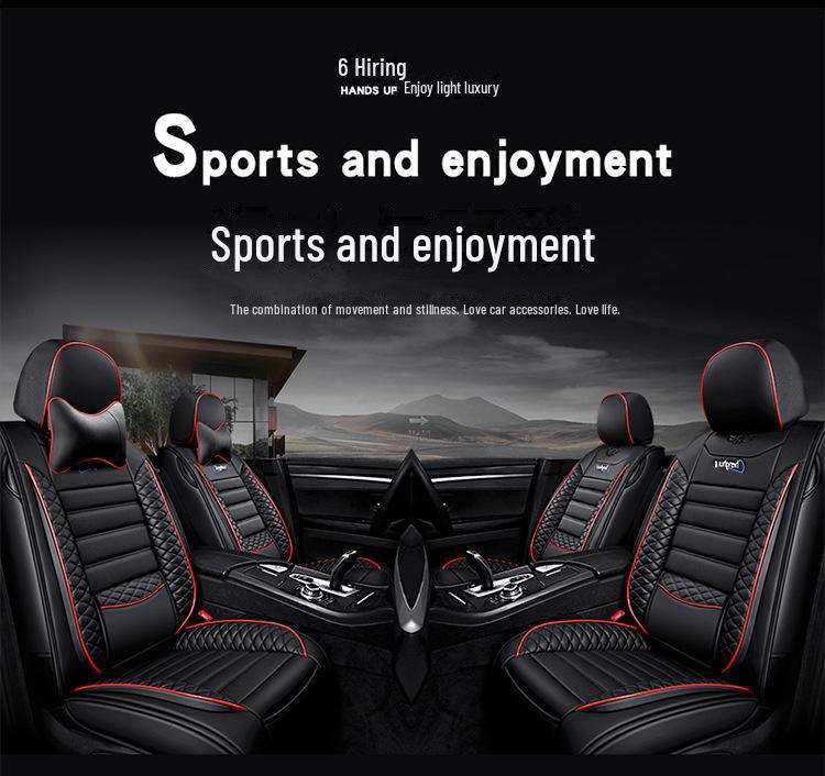 Full-Cover Leather Car Seat Cushion - Ice Silk, Universal Fit, Five Seats