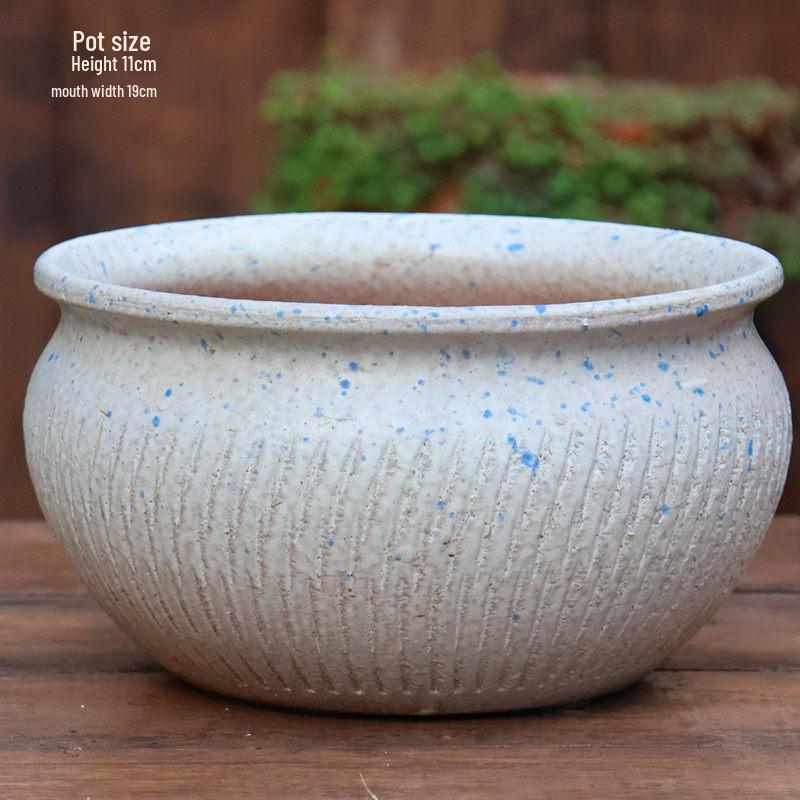 Yixing Handmade Coarse Pottery Medium Succulent Planter - Breathable Zisha Ceramic Ebony Tree Pot for Green Plants