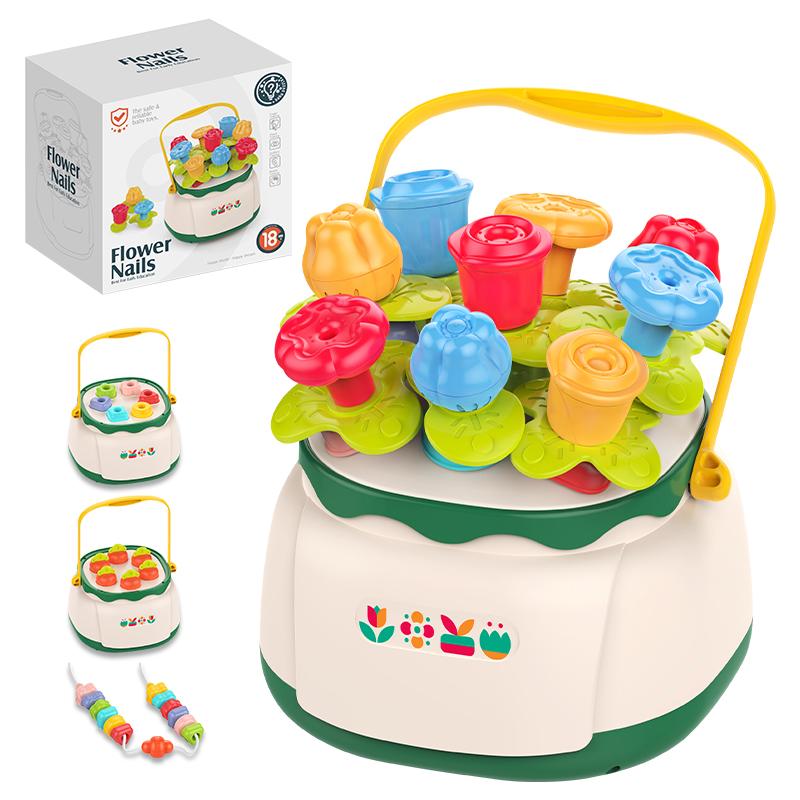 4in1 Baby Montessori Toy Toddler Fine Motor Skills Training Beads Toys Shape Sorting Blocks for Baby Preschool Sensory Activity