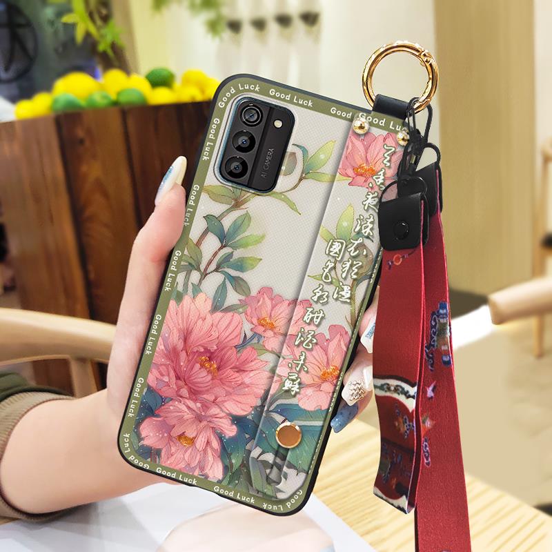 Silikon-Handyhülle im chinesischen Stil für Nokia G100 mit Handschlaufe, schützend für Mama, stoßfest, mit Ständer, Rückabdeckung mit Ring
