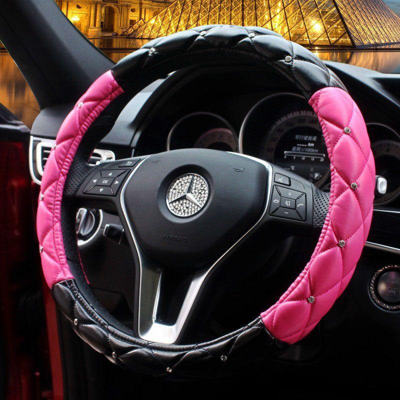

Mercedes-Benz BMW Leather Hand-Stitched Winter Car [Black + Rose Red] Without Crown - Leather Style