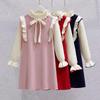 Girls' Red Knitted Pearl Sweater Dress - New Year's Winter Style