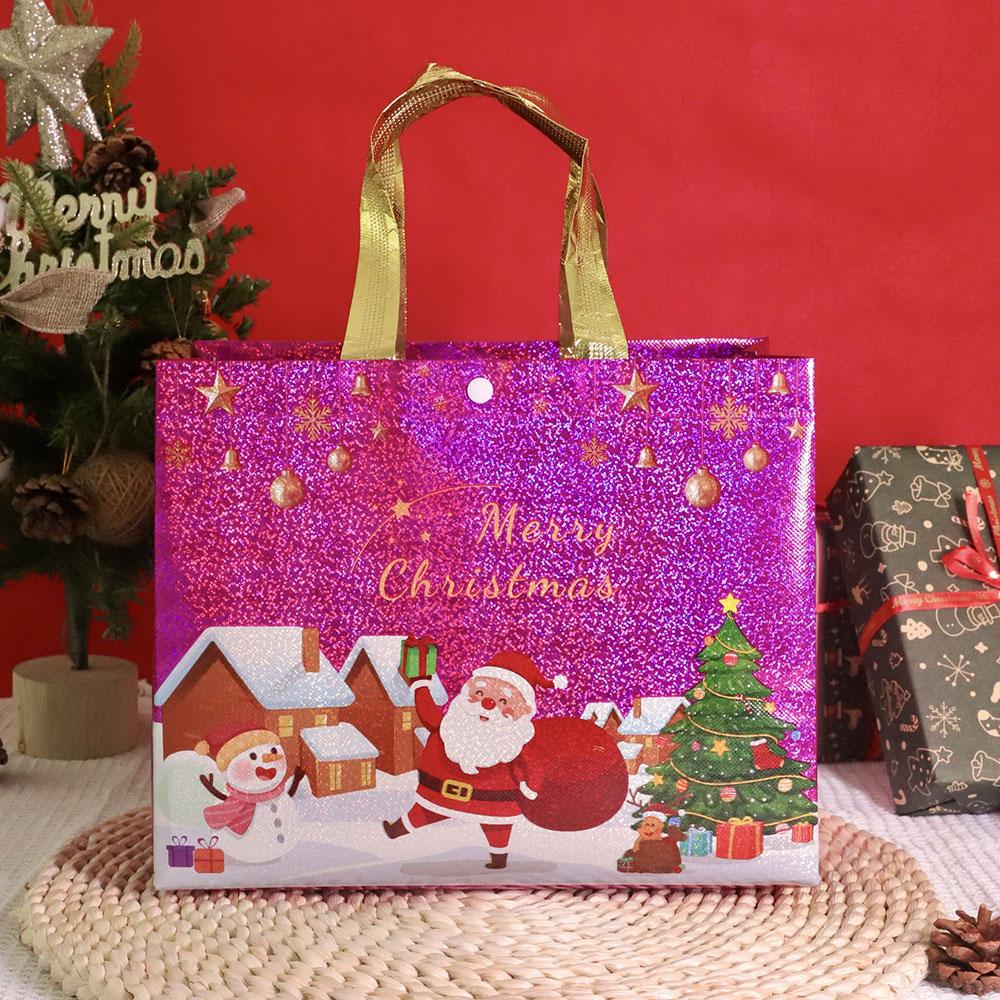 Christmas Gift Bag Non-woven Santa Snowman Xmas Tree Tote Bag Large Capacity Shopping Bag Xmas New Year Candy Gift Packaging Bag