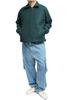 [One Colors] Faux Melton Jacket Men's Large Size Solid Color Collared Zip-Up Swing Top 3L Green