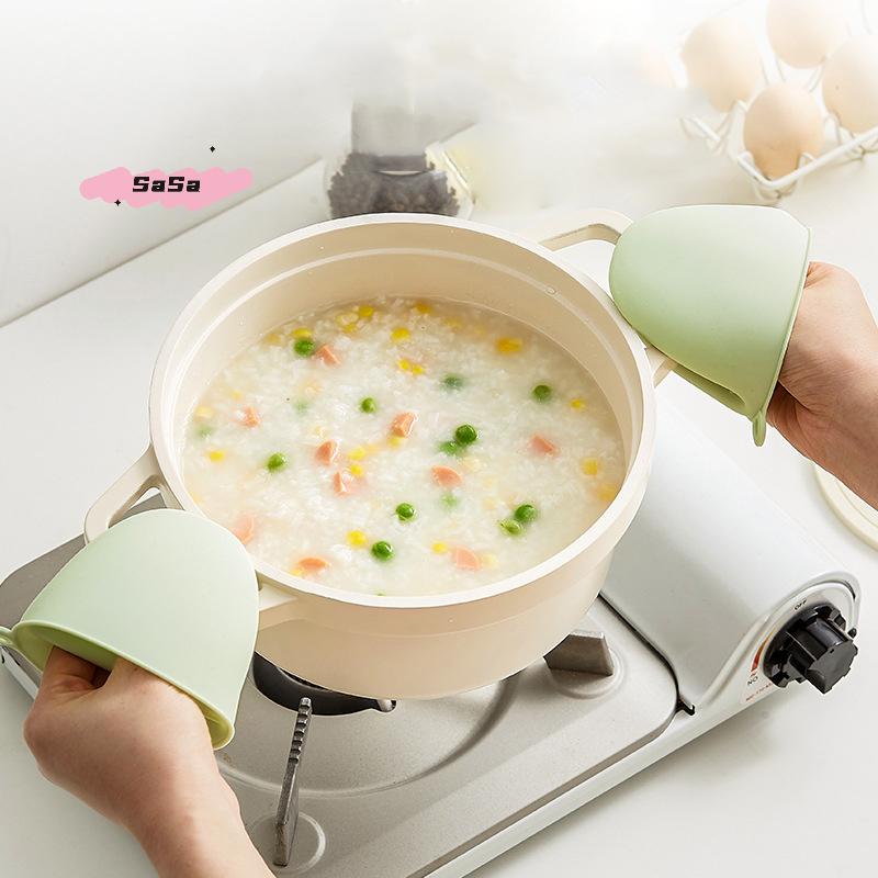 1Pair Thickened Silicone Heat Resistant Gloves Non-Slip Oven Mitts Microwave Safe Kitchen Gloves for Baking And Cooking