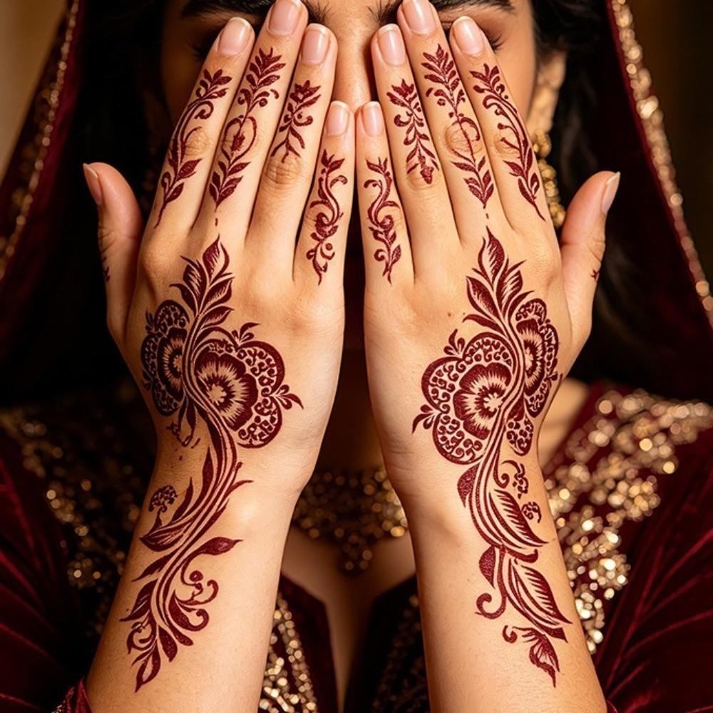 Lace Fake Tattoo Henna Tattoo Stickers Legs Arm Red Henna Tattoo Decals  Women/Lady