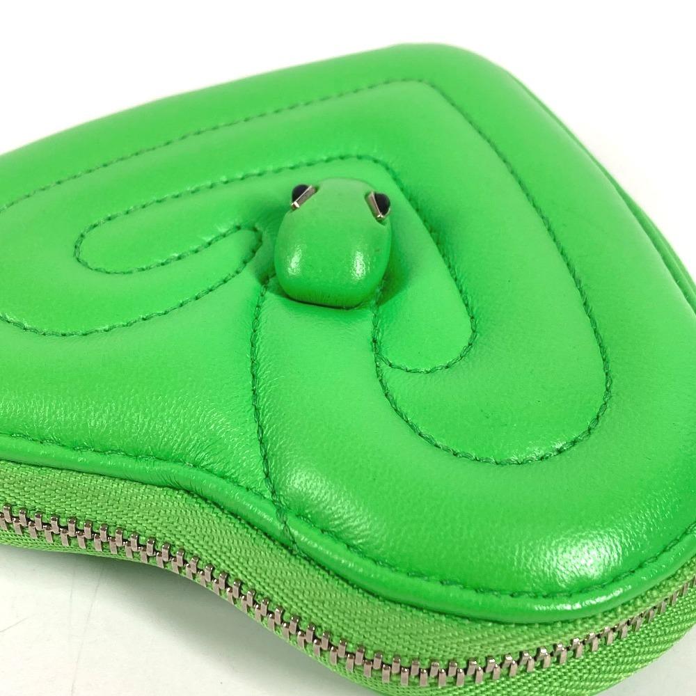 BVLGARI AMBUSH Logo Heart Wallet Coin Compartment coin purse Leather Green