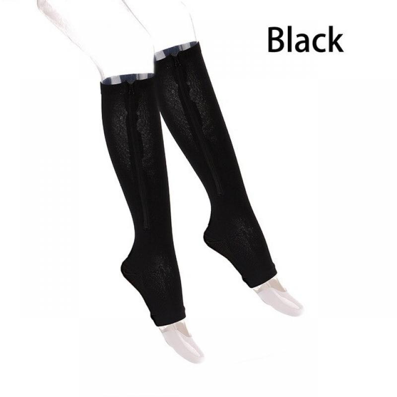 Zipper Compression Socks For Running, Open-Toe Anti-Slip Calf Support Socks With Adjustable Straps For Sports Recovery