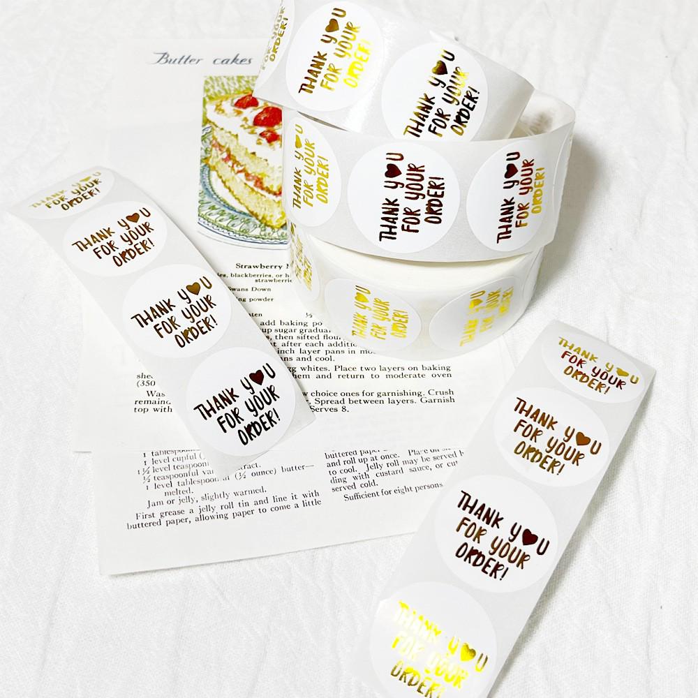 Gold Foil Stamped Colored Kraft Paper Labels for Takeaway & Baking Packaging