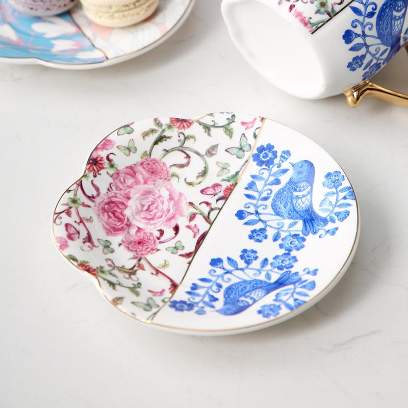 Nordic Pastoral Style British Ceramic Coffee Cup Saucer Set Ins Creative Black Tea Cup Gold Hand Afternoon Tea Cup Saucer