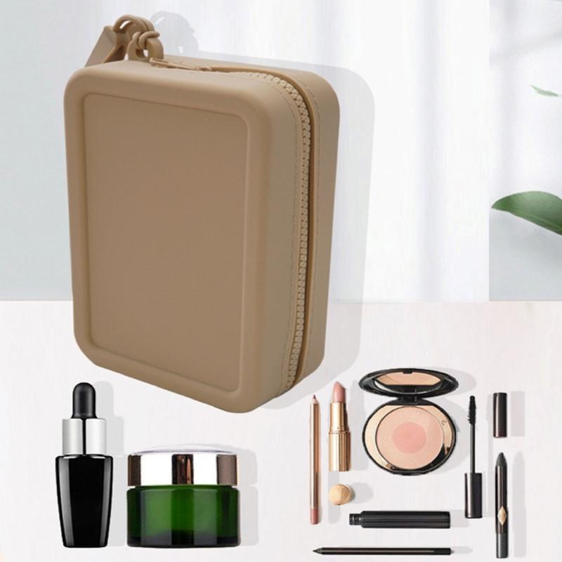 Silicone Travel Makeup Bag Cosmetic Organizer Waterproof Toiletry Pouch with Practical Zippered for Women and Girls