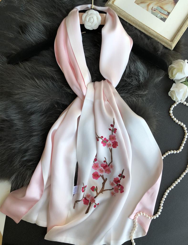 Real Silk Scarf Shawl   Suzhou Embroidered Fashion Elegant Pashmina Wrap Gift  Wife Mother Girlfriend Women  100% Silk Scarf