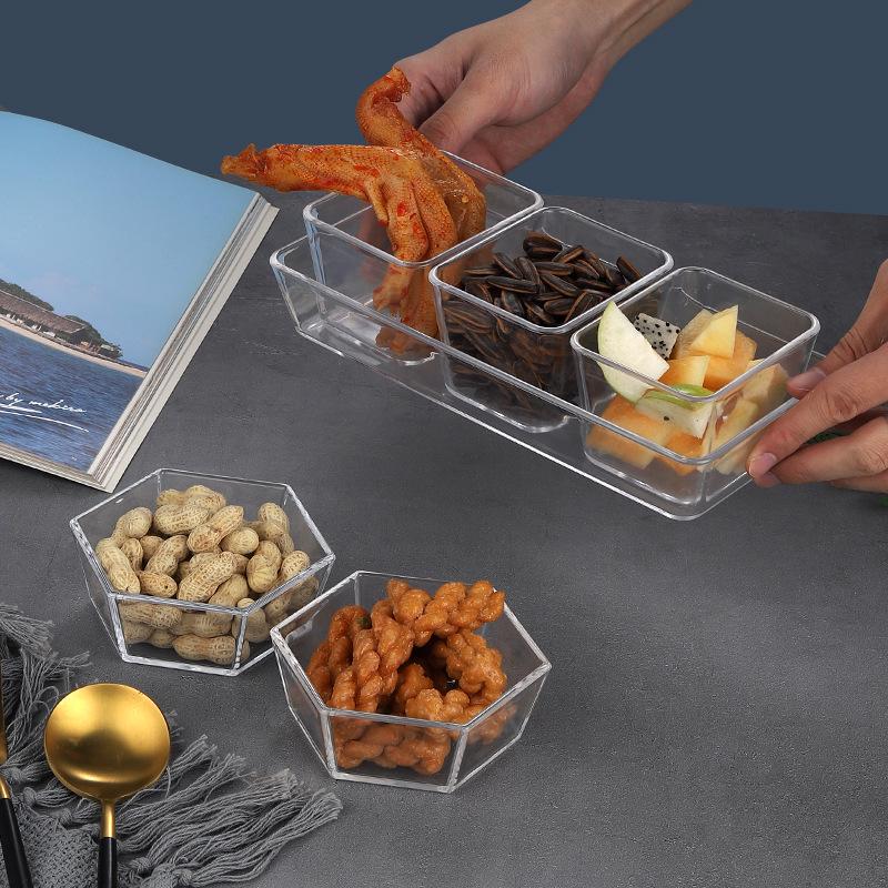 Rectangular Acrylic Snack Dish - Transparent Plastic Fruit Plate for KTV Bars