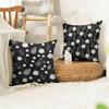 Black Daisy Cushion Cover Natural Linen Organic Fabric Double-Sided Printing Sofa Home Decor Gift Pillow Cover