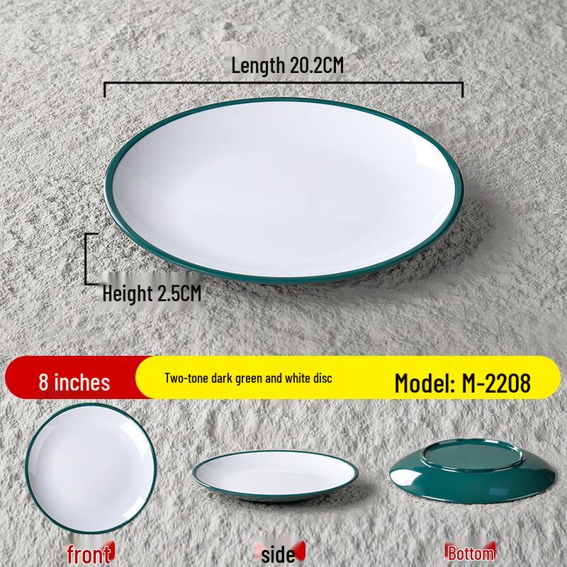 

Dark Green Melamine Round Flat Dinner Plates (10-Pack)