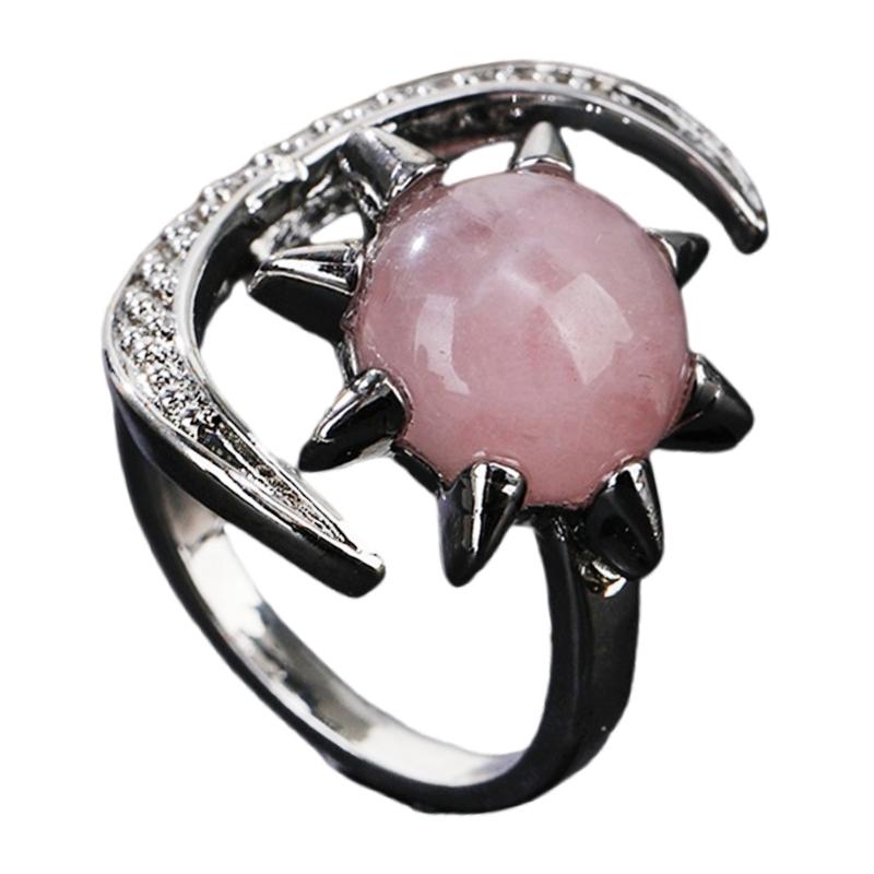 

Elegant Moon and Star Crystal Ring Smooth Comfort Band Handmade Finger Jewelry Stylish Daily Wear Accessories