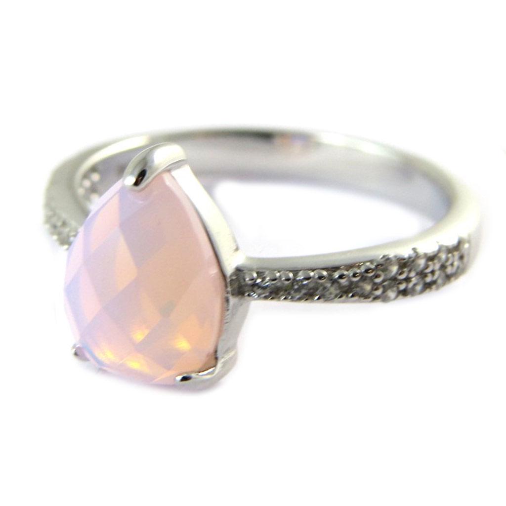 Inel de argint „Princess Opale” argint alb opalescent roz (rodiu)