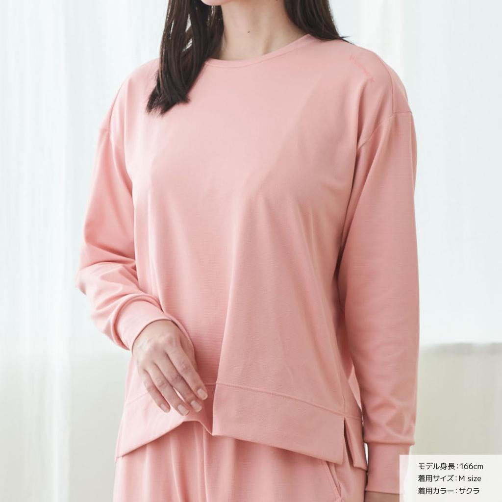 Venex Standard Long Sleeve Crew Neck Size for General Medical Devices Women's Dry+ T-Shirt, Sakura, M,